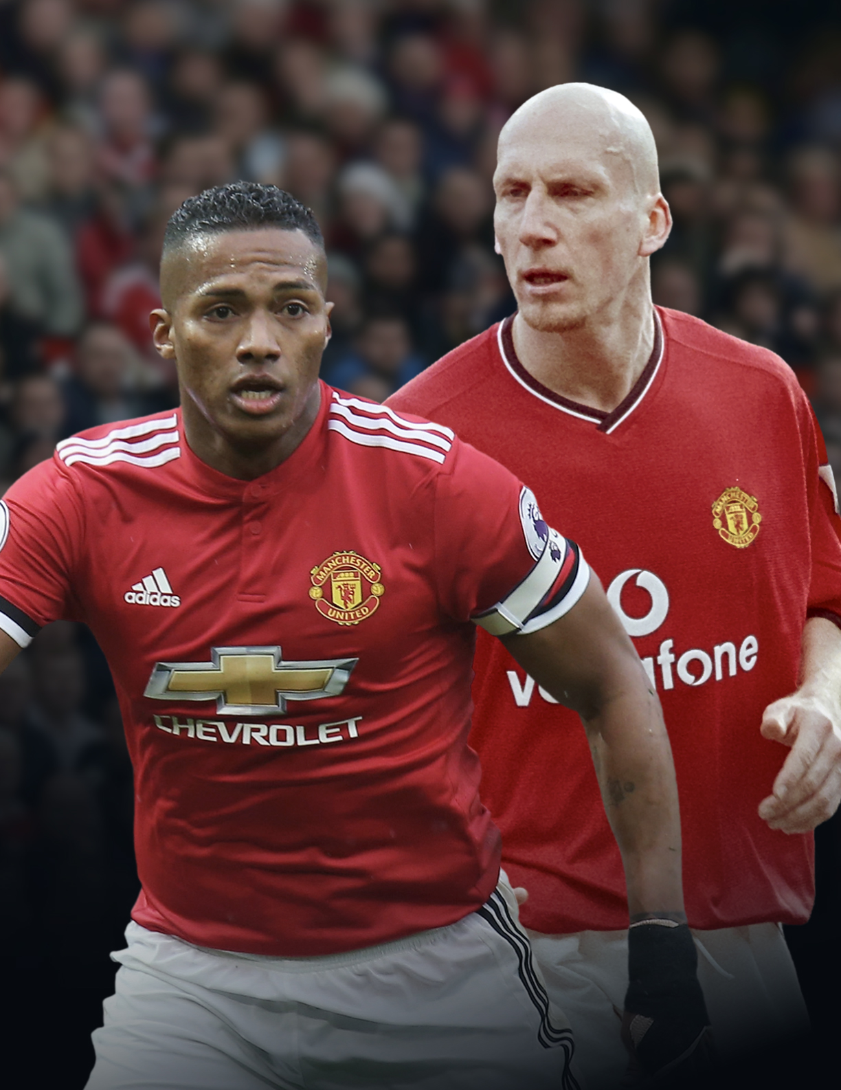 Manchester United Legends Jaap Stam and Antonio Valencia