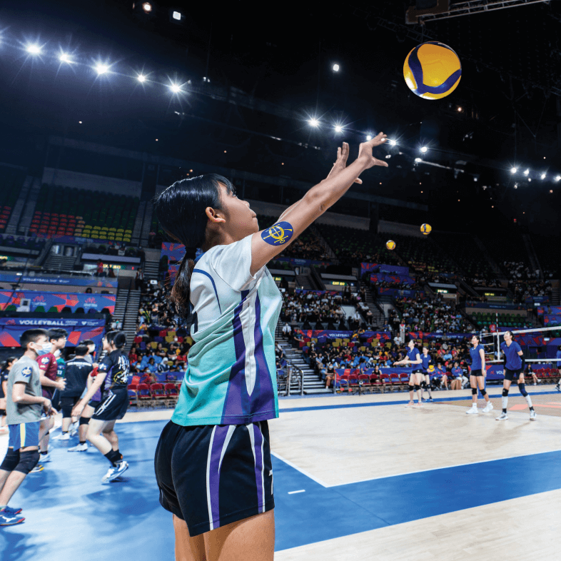 volley ball nations 2025 girl pushing out the ball