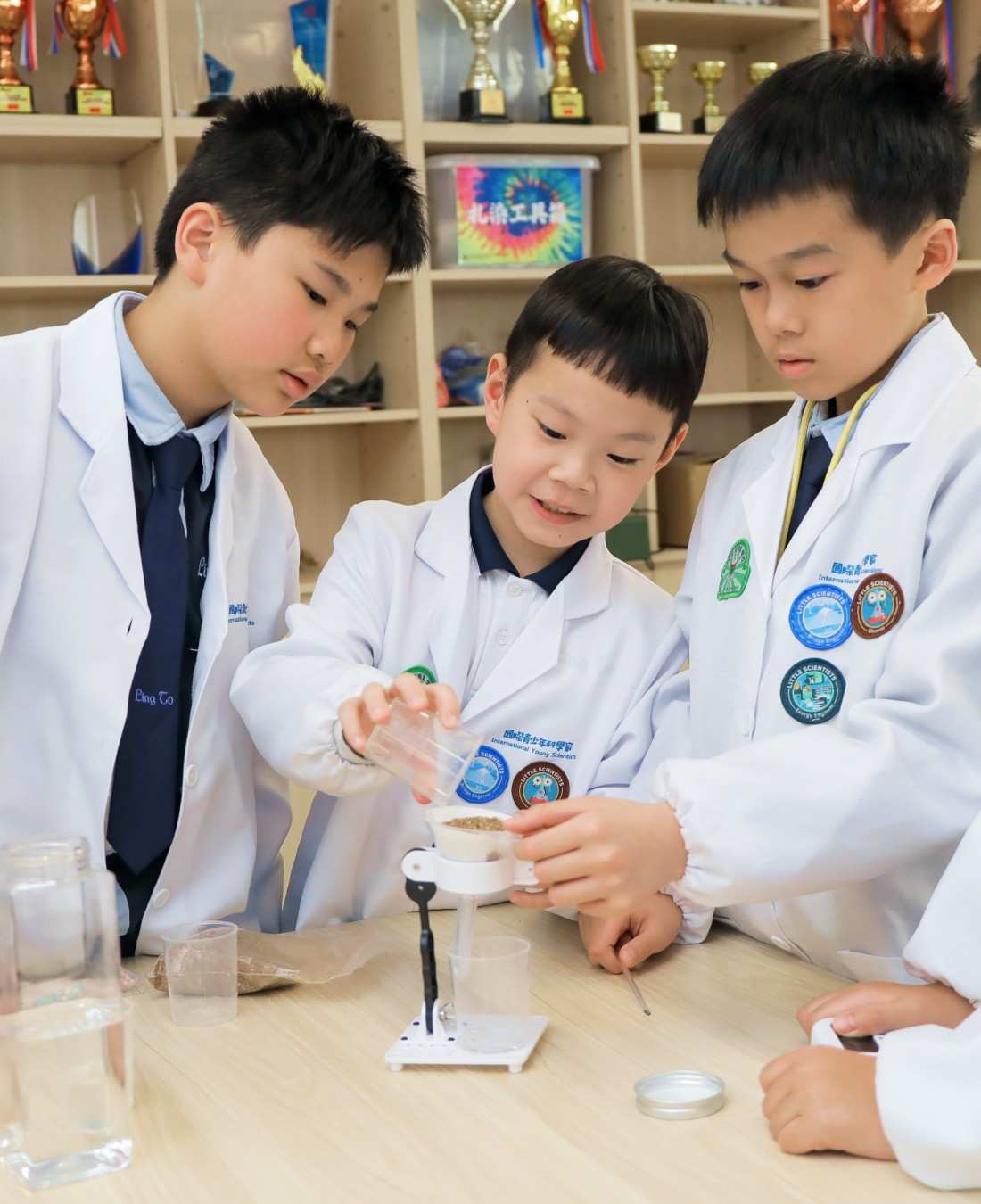 cool science students in lab coat