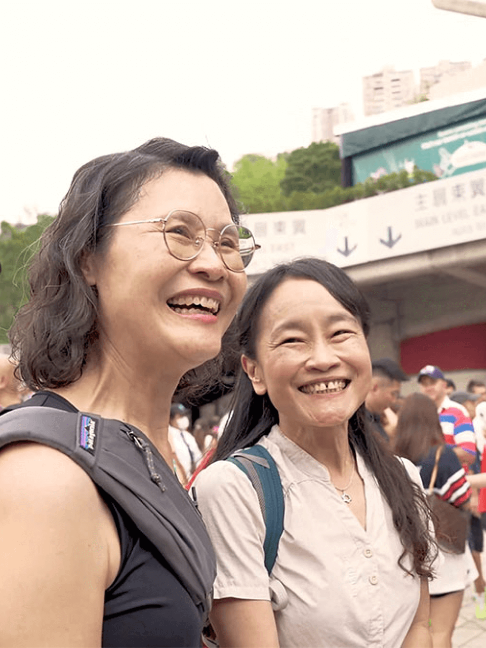 close up of two woman smiling