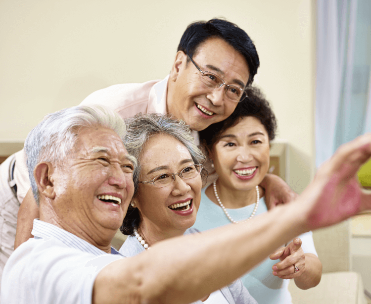 elderly needs group selfie