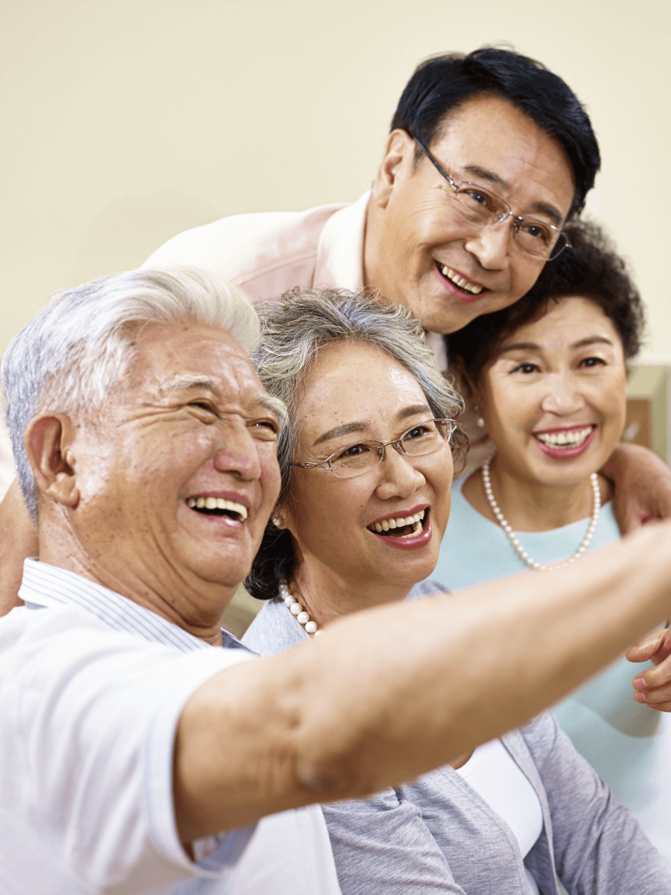 elderly needs group selfie